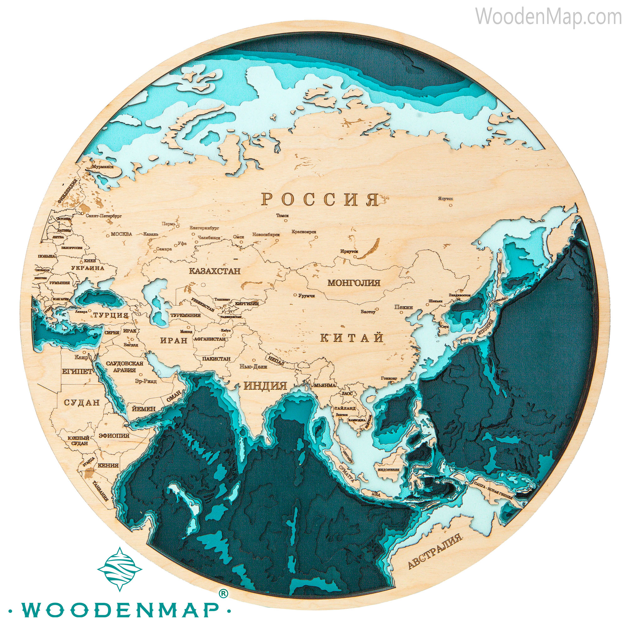 Woodenmap - Карта Евразии