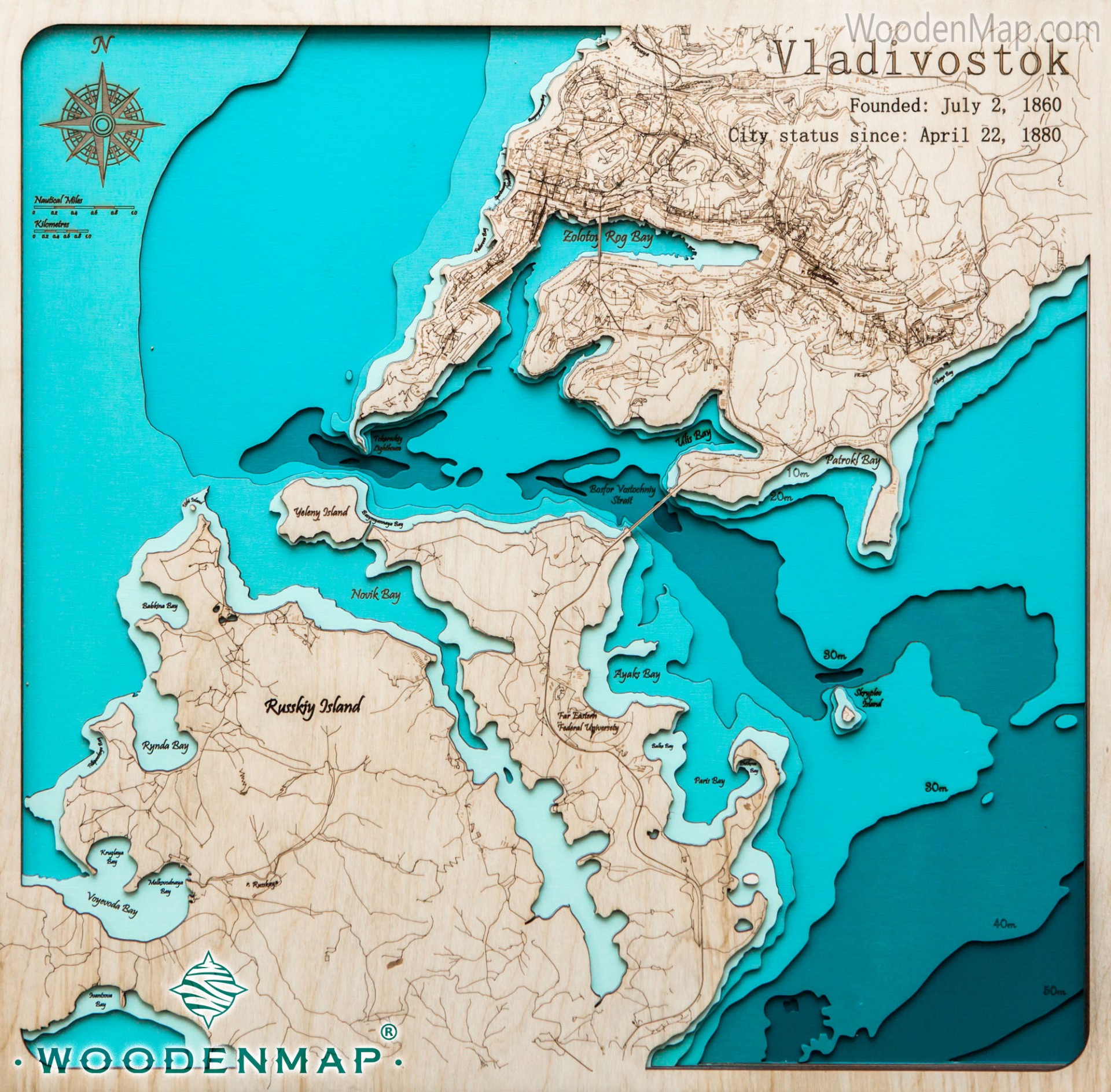 Woodenmap - Карта г.Владивосток №1