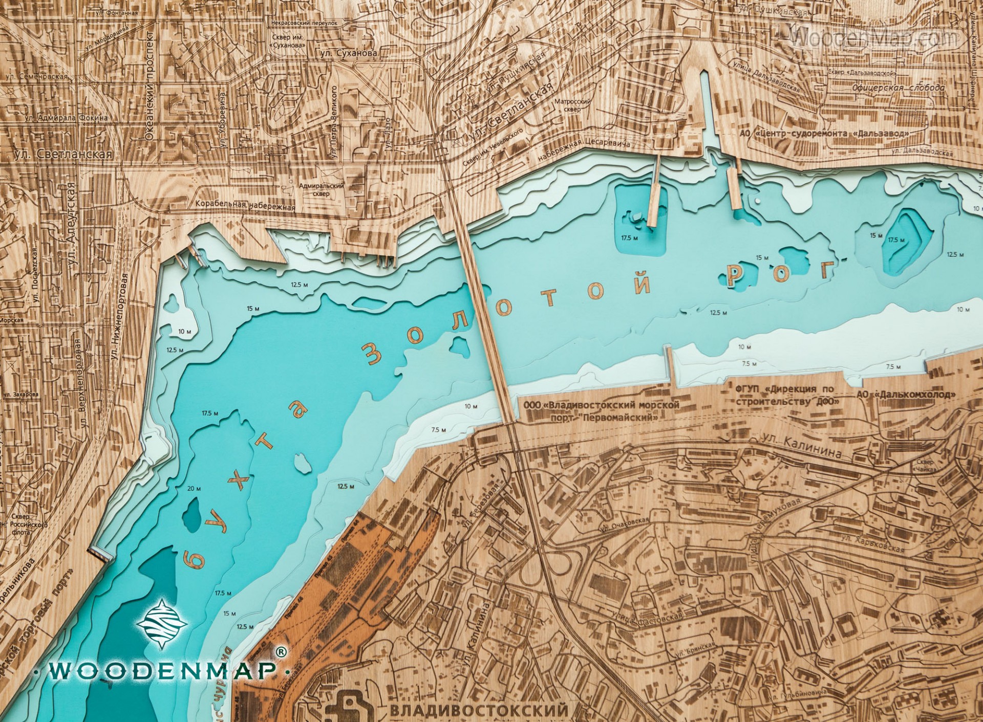 Woodenmap - Карта бухты Золотой Рог (г.Владивосток)