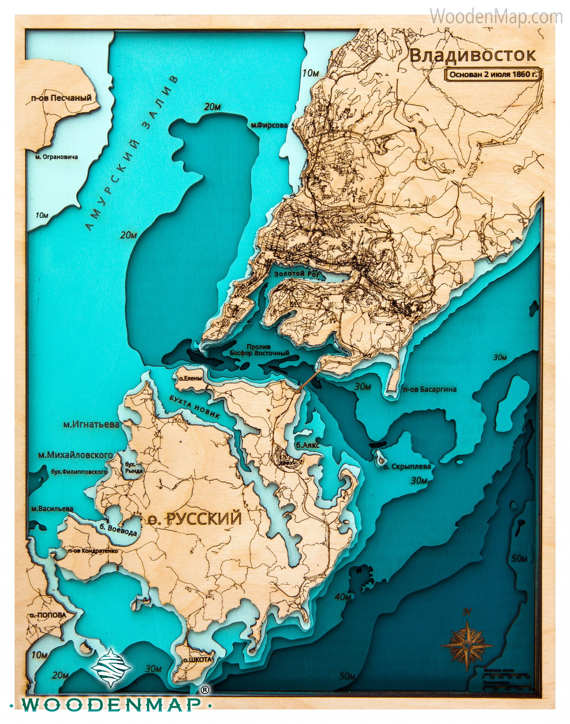 Woodenmap - Карта г.Владивосток №2