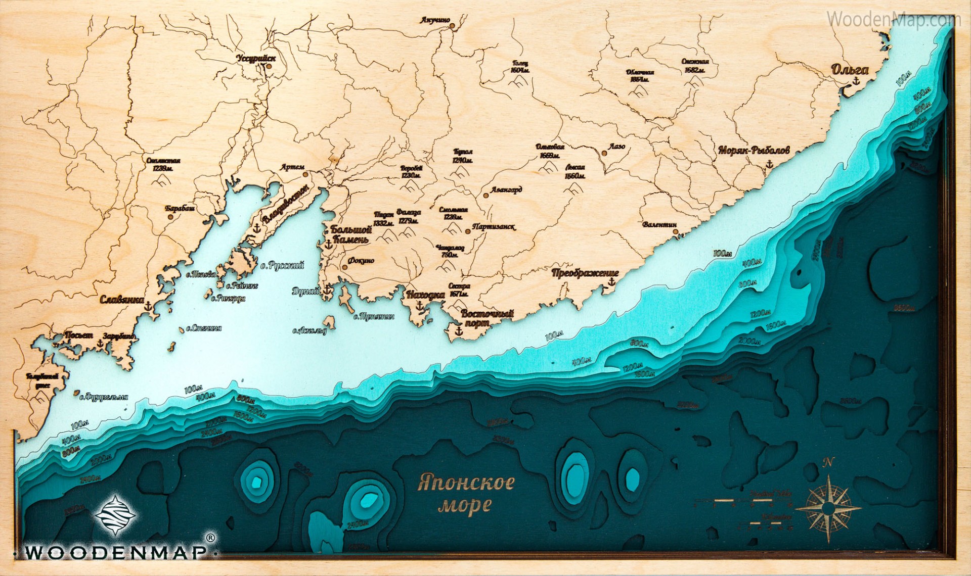 Woodenmap - Карта южного побережья Приморского края №1