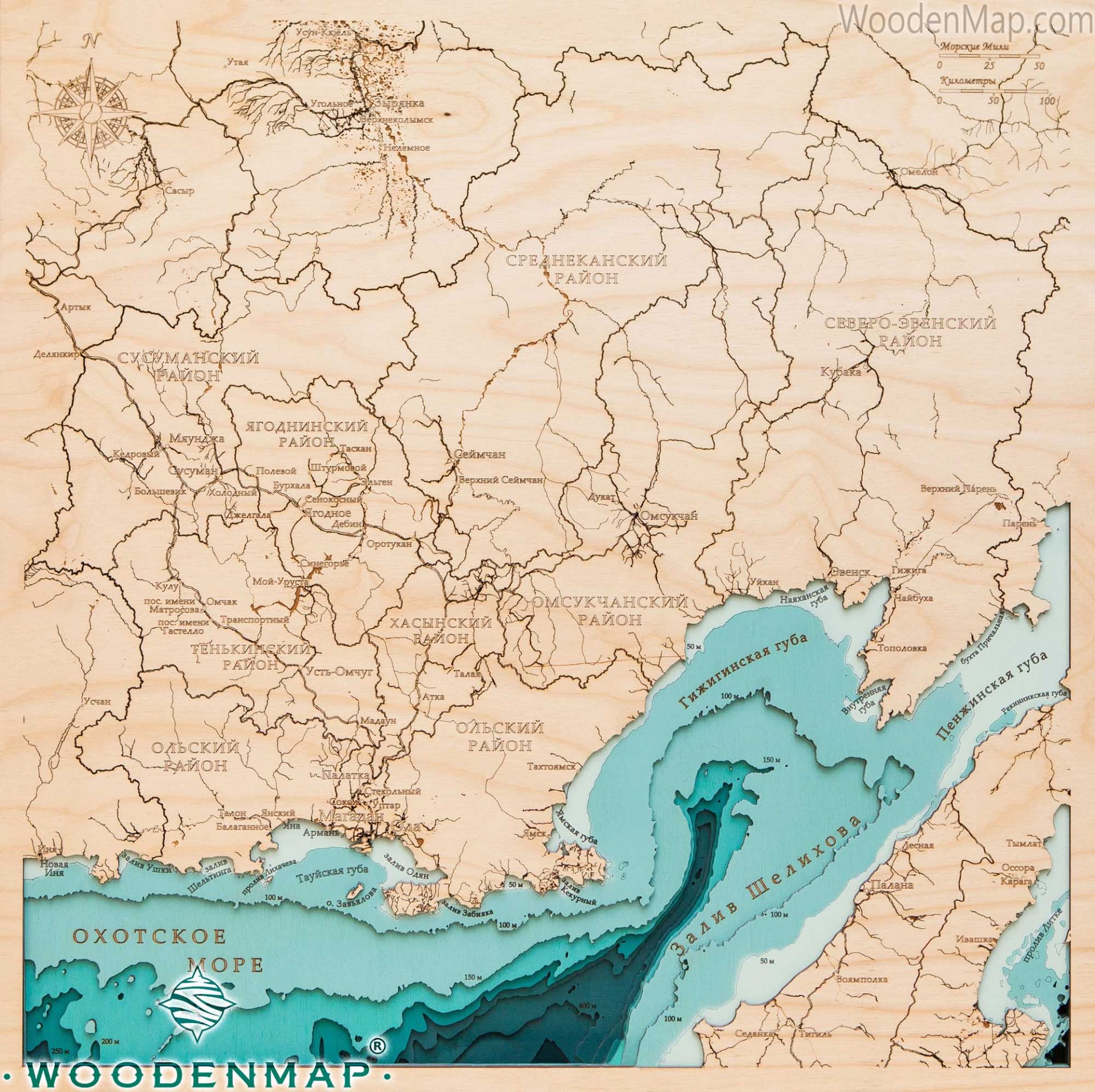 Woodenmap - Карта Магаданская область